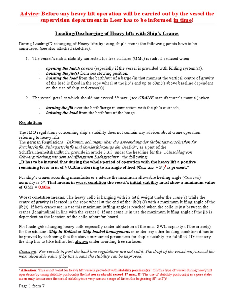 Heavy Lift Operations Procedures Guide | PDF | Crane (Machine) | Ships
