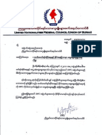 UNFC - United Nationalities Federal Council - Chairperson Letter