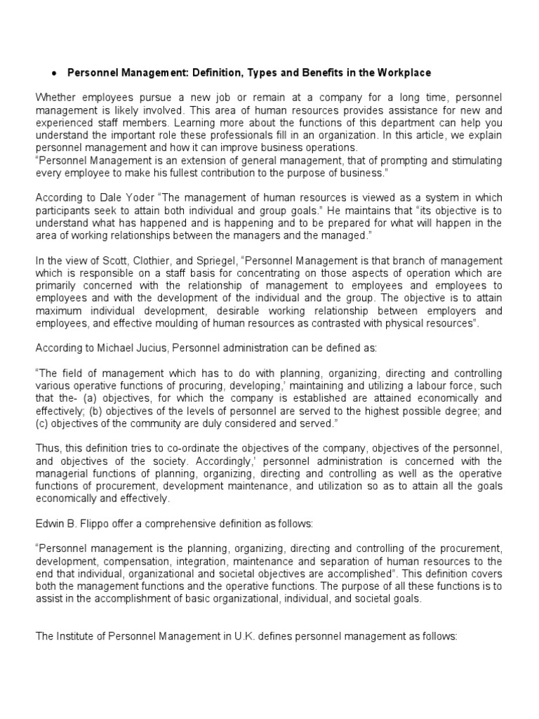 Personnel Management | PDF