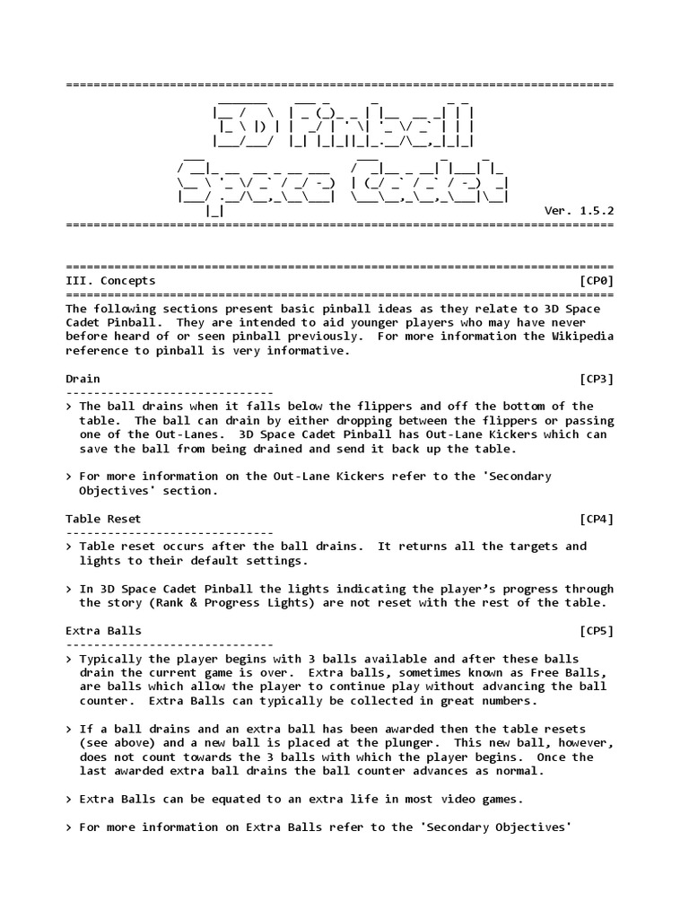 3D Space Cadet Pinball Guide | PDF