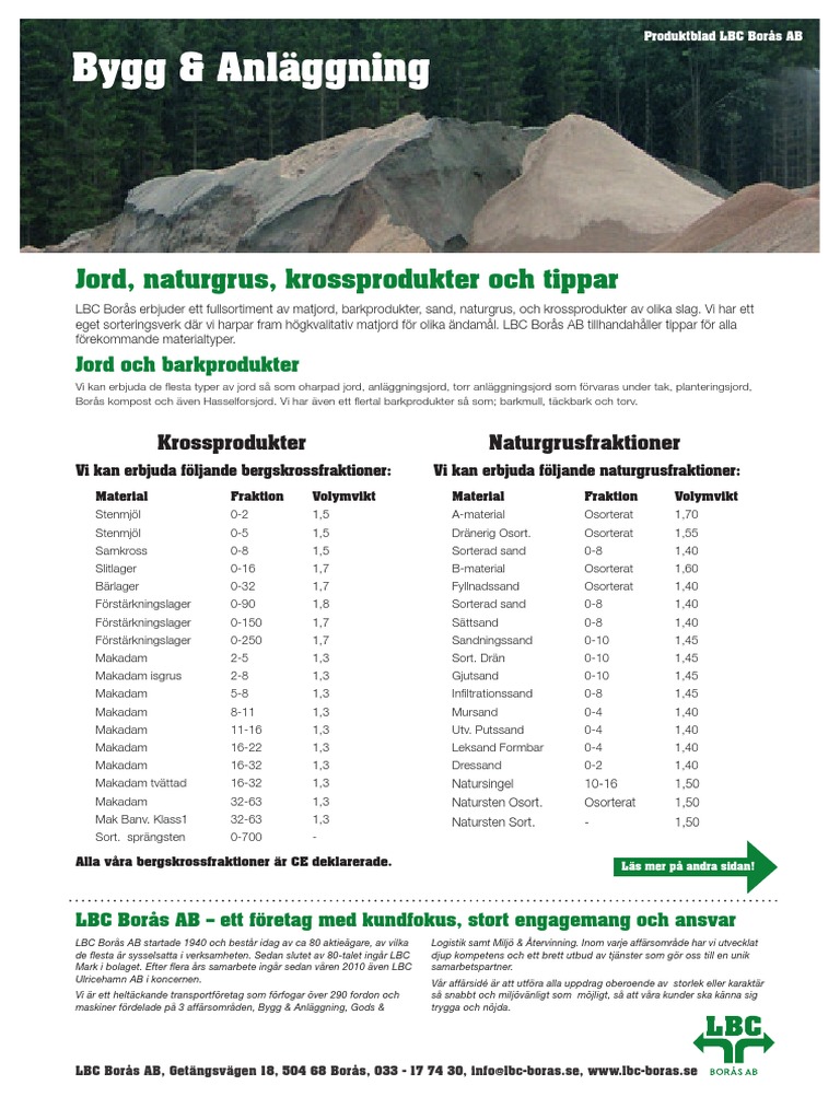Produktblad Jord Grus Kross | PDF