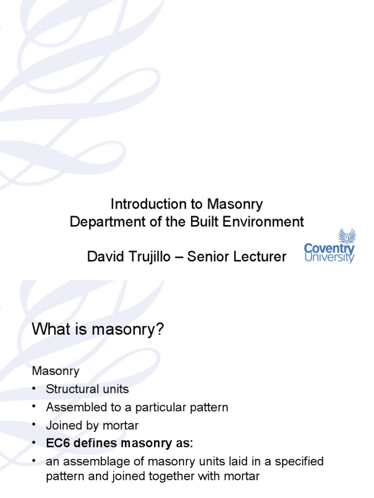 15 Introduction To Masonry PDF Mortar (Masonry) Masonry
