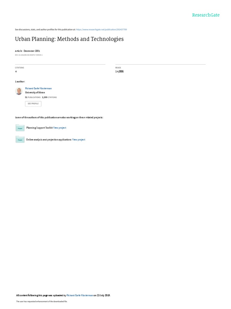 Urban Planning: Methods and Technologies: December 2001 | PDF ...