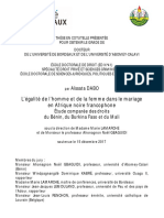 Thèse - L'égalité de L'homme Et de La Femme Dans Le Mariage en Afrique Noire Francophone