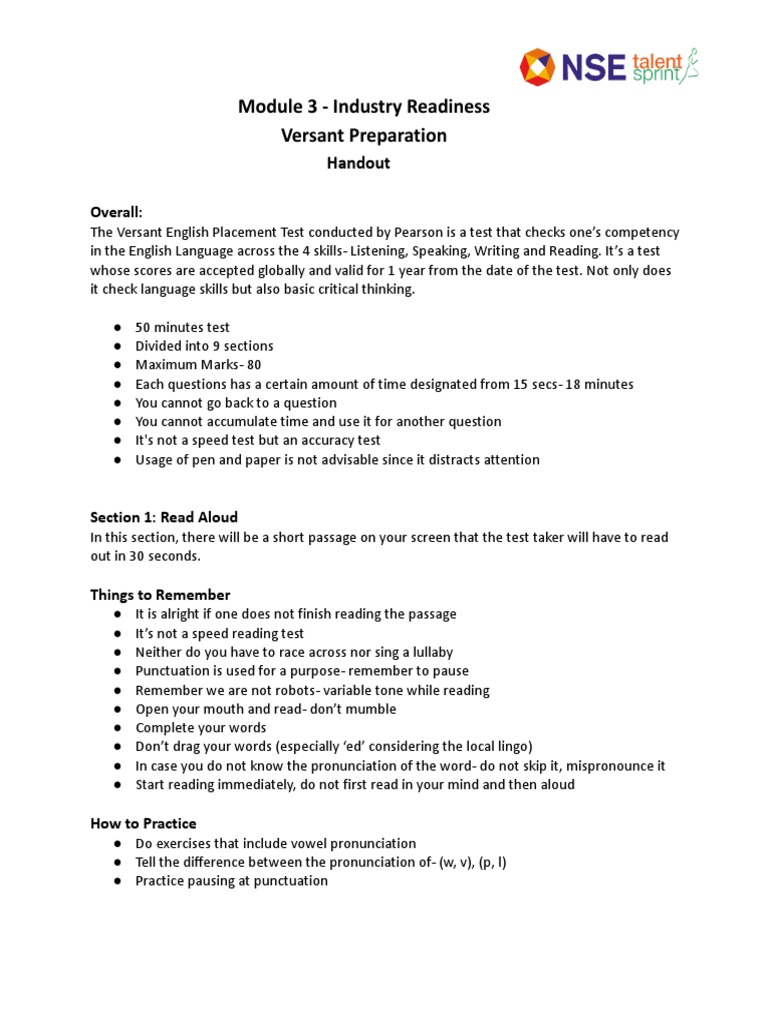 Versant Test Preparation Guide | PDF | Punctuation | Letter Case