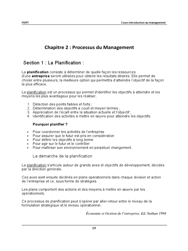 Processus de Management et Planification | PDF | Motivation | Motivant