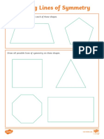 Drawing Lines of Symmetry: Draw A Line of Symmetry On Each of These Shapes