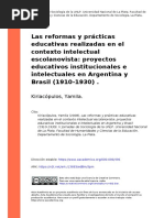 Las Reformas y Prácticas Educativas Realizadas en El Contexto Intelectual Escolanovista Proyectos Educati (... )