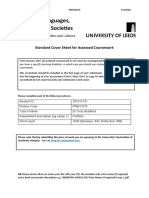 School of Languages, Cultures and Societies: Standard Cover Sheet For Assessed Coursework