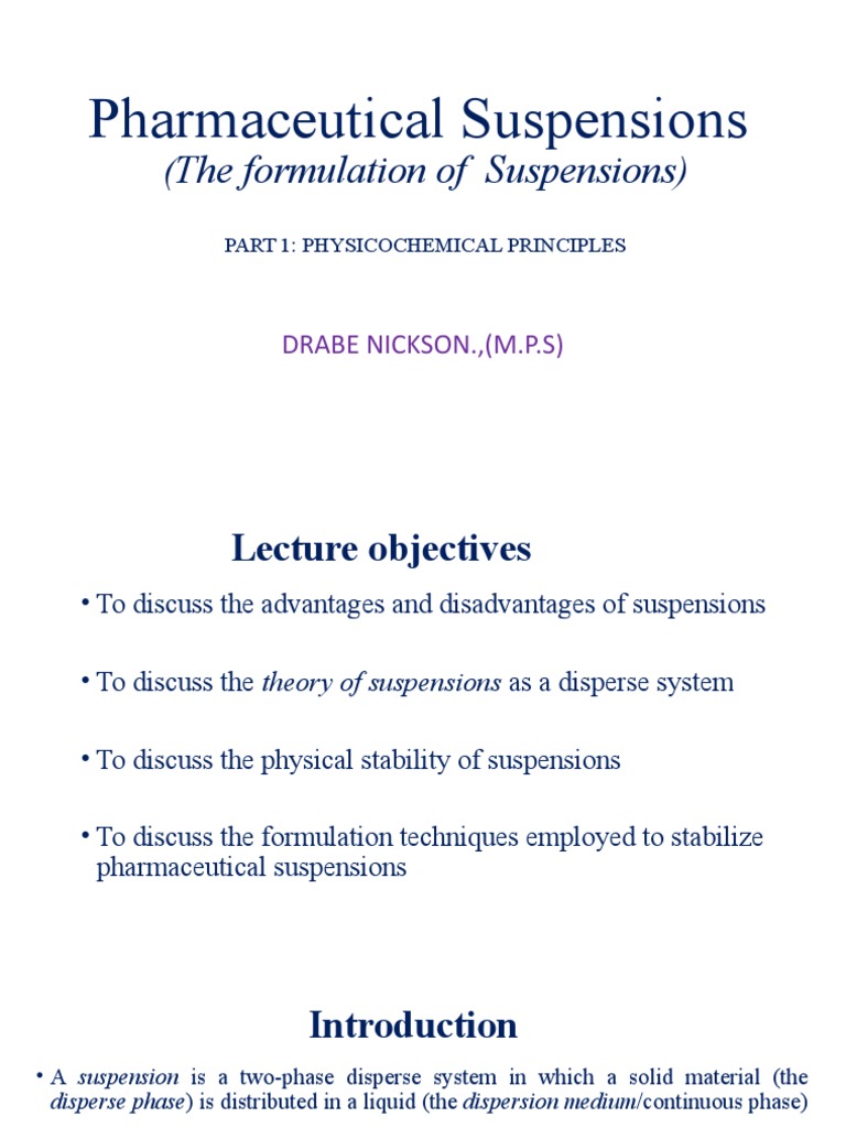 Pharmaceutical Suspensions (The Suspension Theory) PDF Suspension