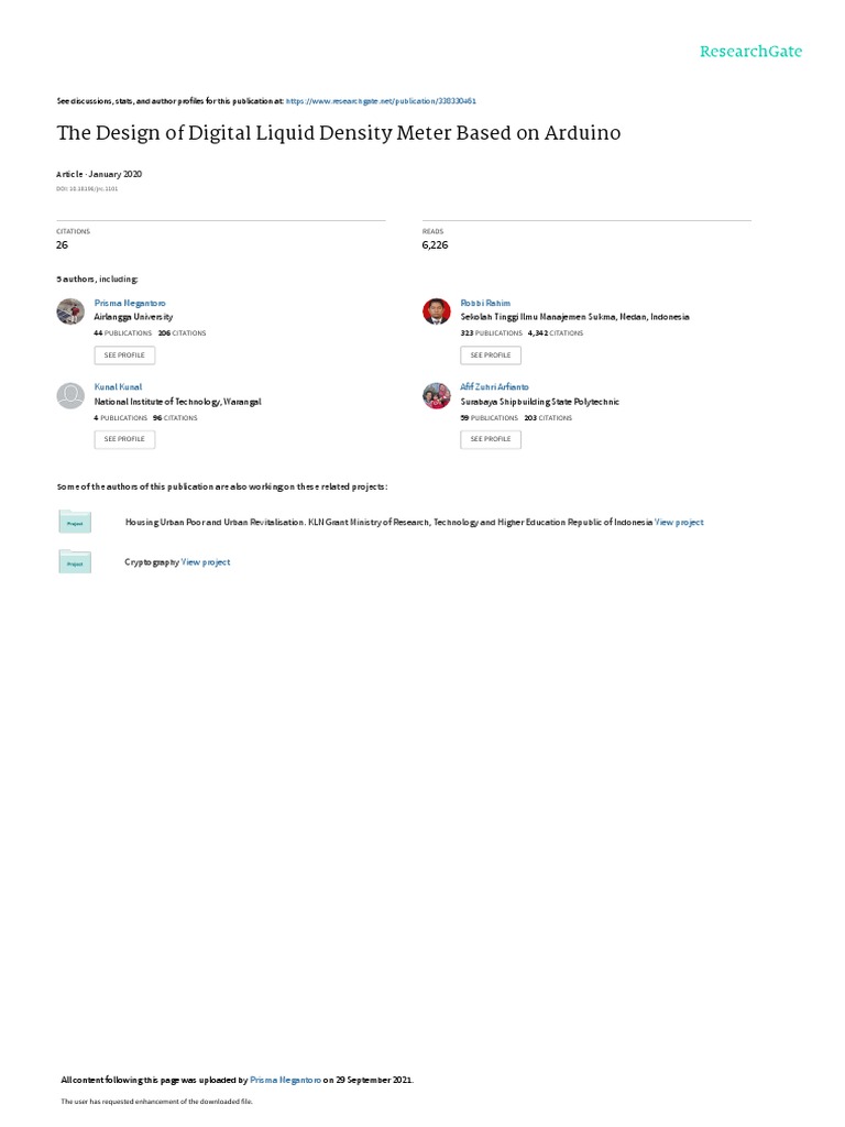 The Design of Digital Liquid Density Meter Based o | PDF | Density | Sensor