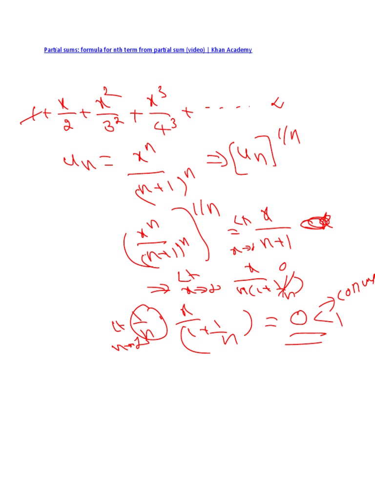 Partial Sums Formula
