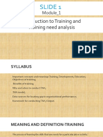 Introduction To Training and Training Need Analysis: Module - 1