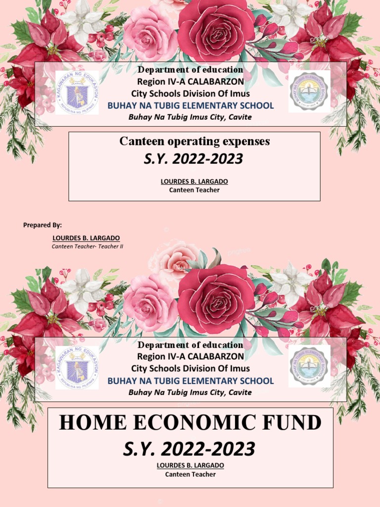 Canteen Operating Expenses Department of Education Region IvA