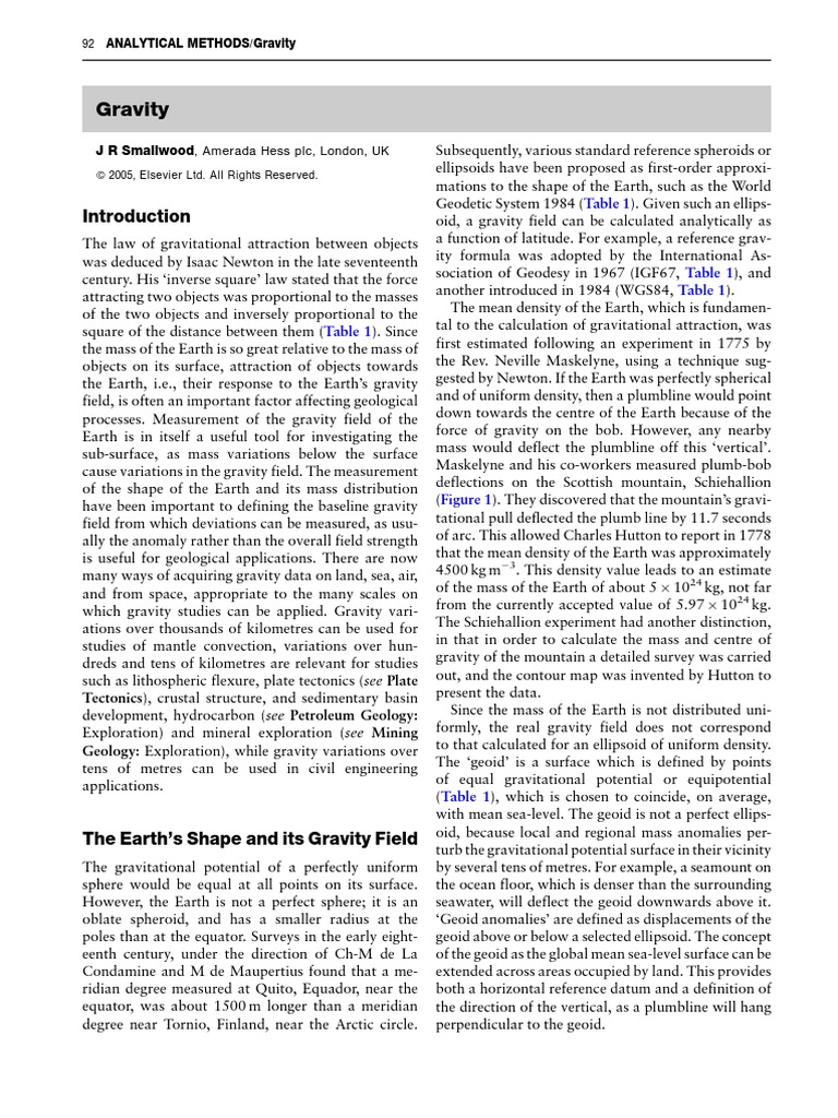 ANALYTICAL METHODS Gravity PDF Plate Tectonics Geophysics