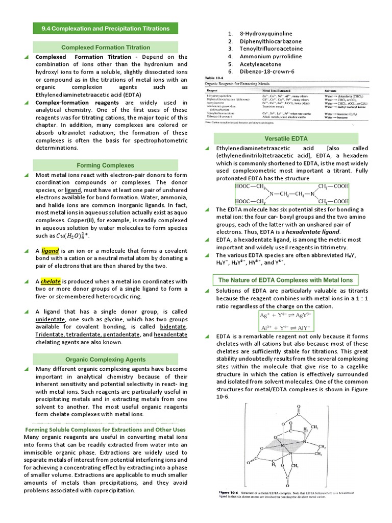 Complexometric Titration Methods Using EDTA Indicators, Techniques