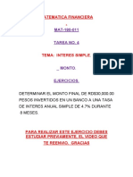 Matematica Financiera .: MAT-180-011 Tarea No. 4