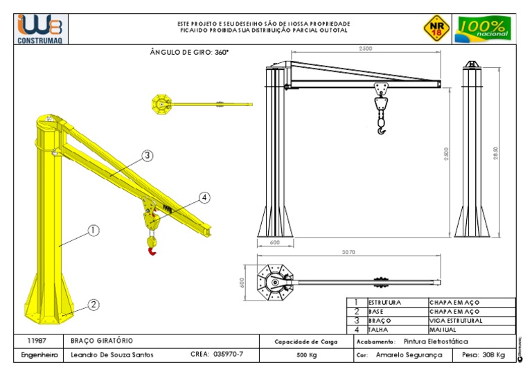 Portico Giratorio Com Talha Manual de Corrente 500kg 04122019182101 | PDF