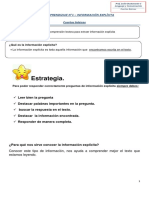 Estrategia.: Guía de Aprendizaje N°1 - Información Explícita Cuartos Básicos