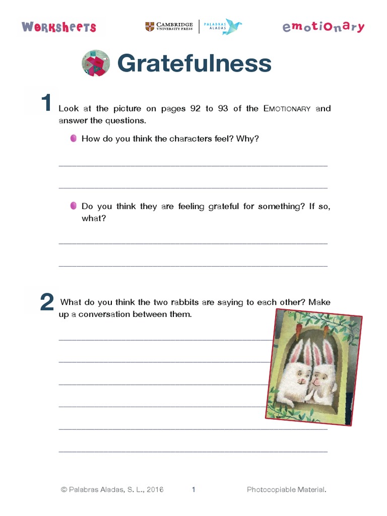Worksheet Gratefulness PDF Anger