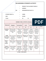 Project Management Skills Rubrics Sheet