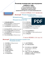 Розклад конкурсних прослухувань першого туру