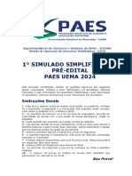 1° Simulado Simplificado Pré-Edital Paes Uema 2024: Instruções Gerais