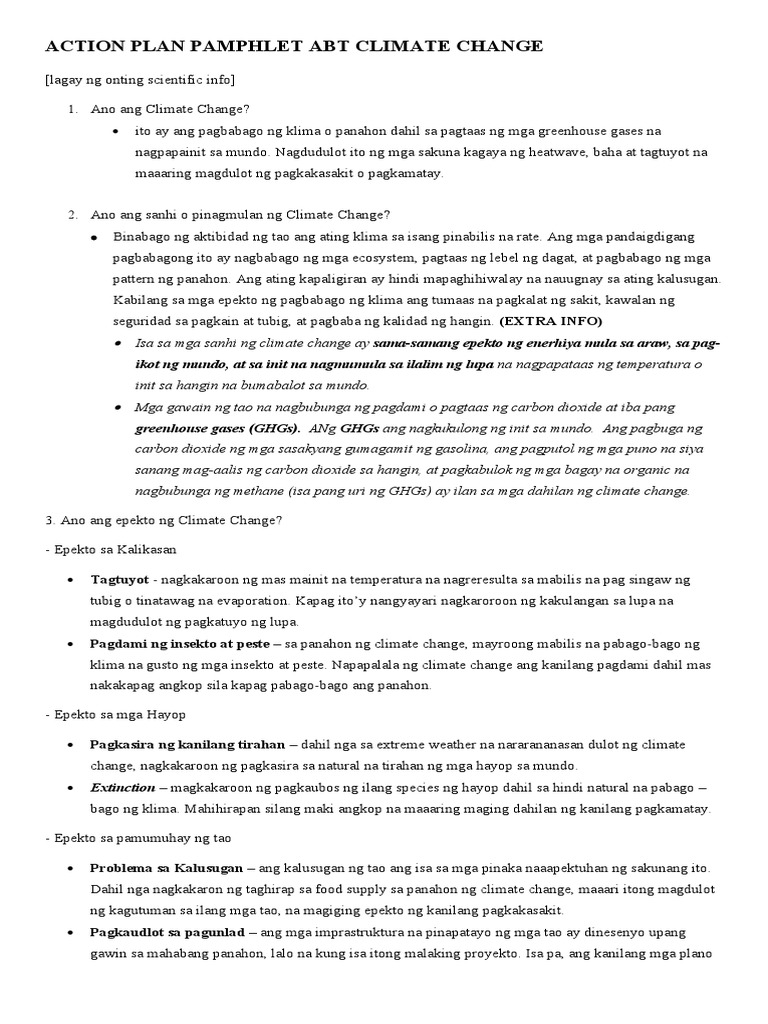 Action Plan Pamphlet Abt Climate Change | PDF