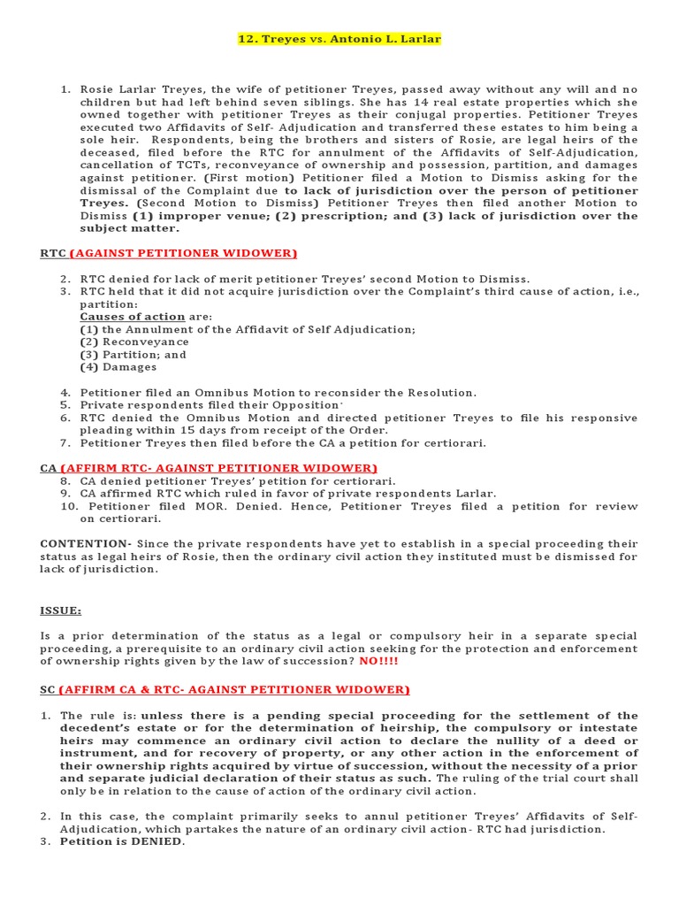 Widower S Affidavits Of Self Adjudication Annulled Pdf Lawsuit