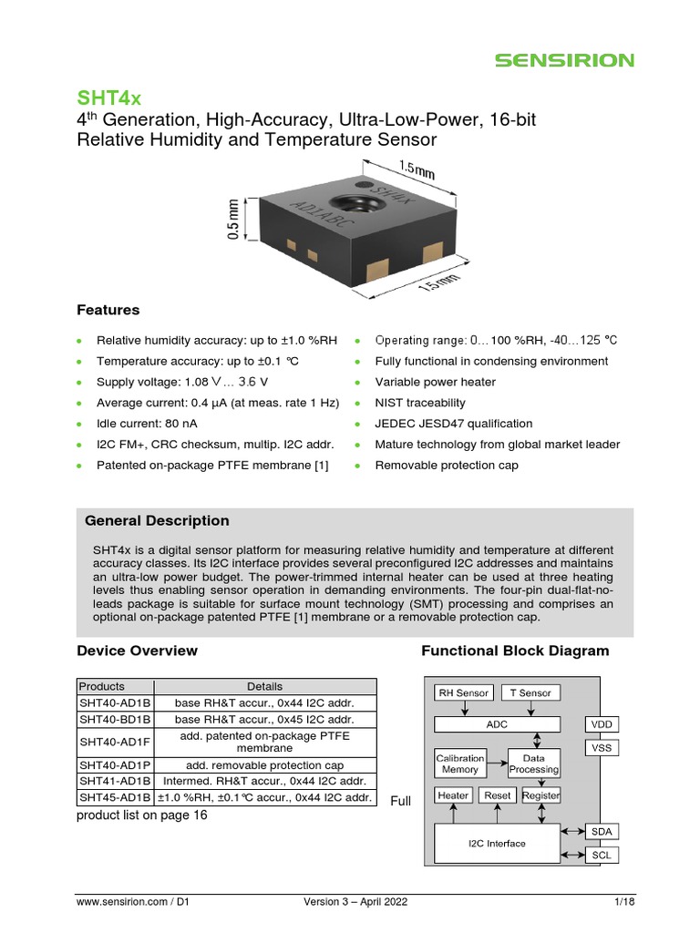 Temperature and humidity measurement (not only) by Sensirion sensors in  practice