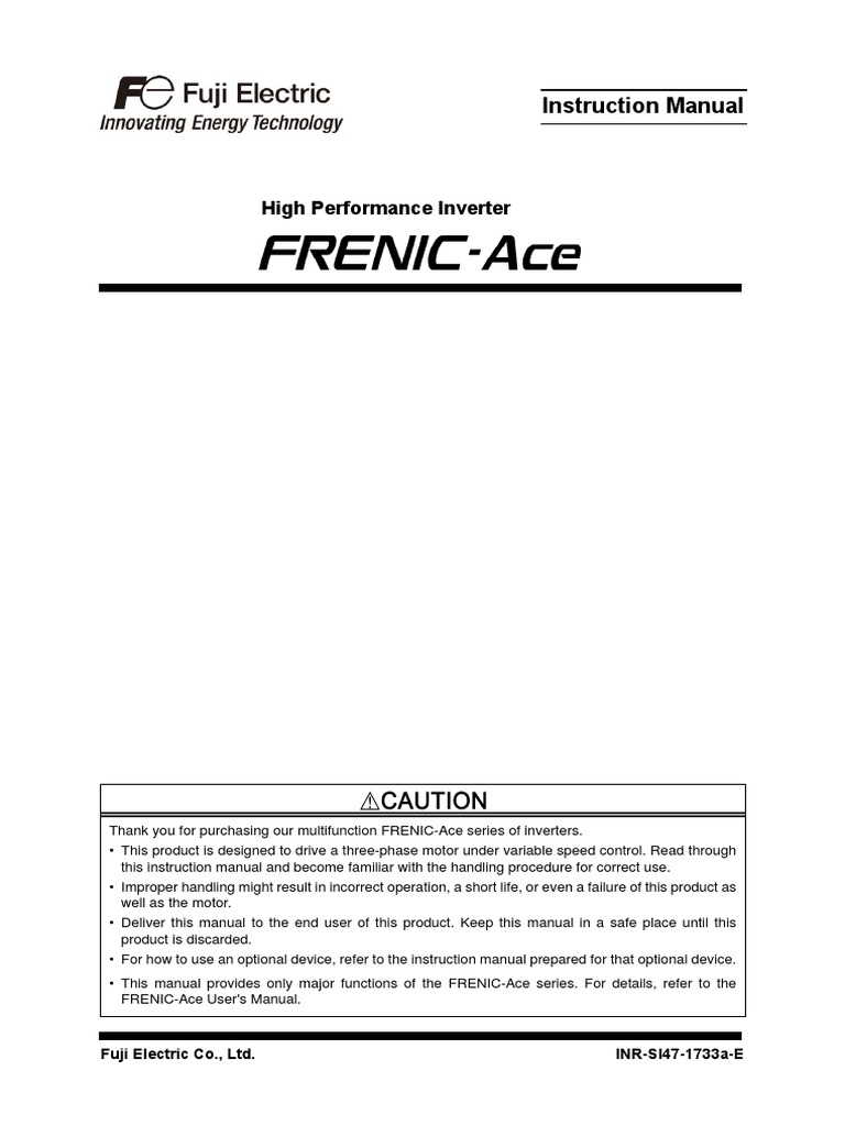 FRENIC-Ace Instruction Manual | PDF | Power Inverter | Computer Monitor