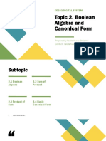 Topic 2. Boolean Algebra and Canonical Form