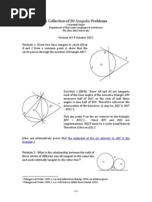 A Collection of 30 Sangaku Problems: B and C From A Common