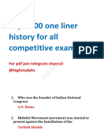 Top 1000 One Liner History For All Competitive Exams: For PDF Join Telegram Channel @highstudyhs