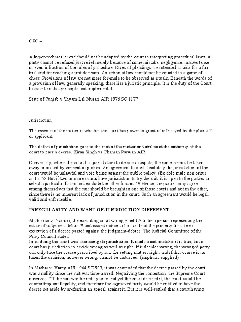 Cpc Civil Nature Pdf Jurisdiction Lawsuit
