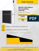Módulo Fotovoltaico Monocristalino Half Cell: 665Wp Peso 21,4%