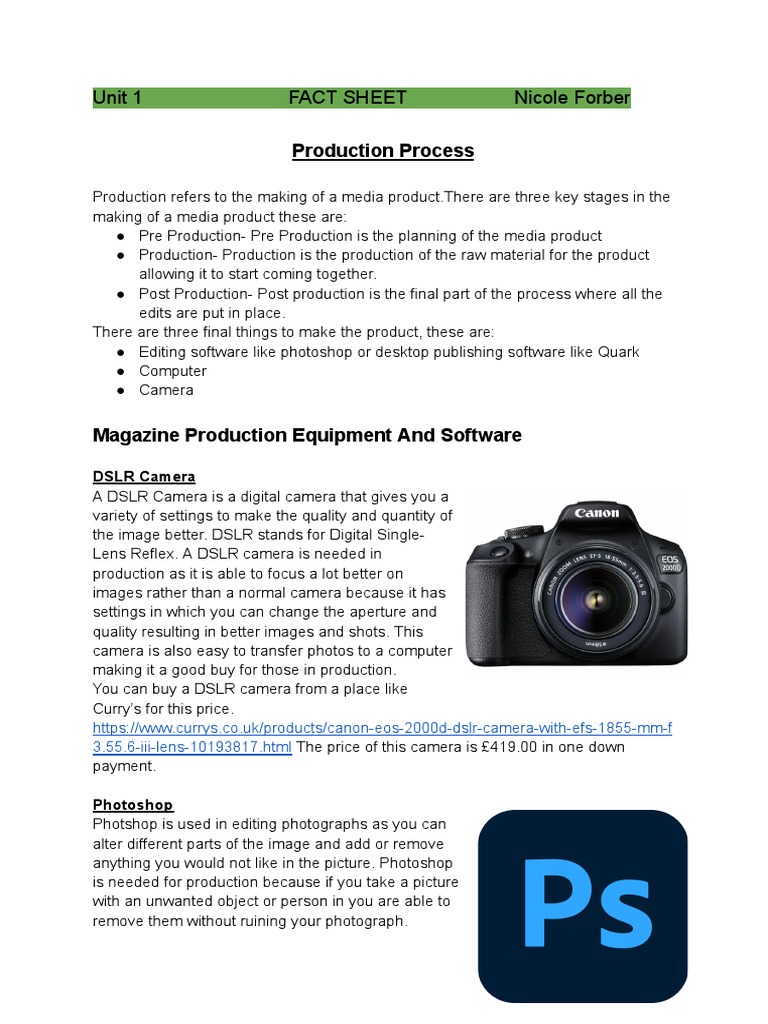 Production Process PDF Camera Copy Editing