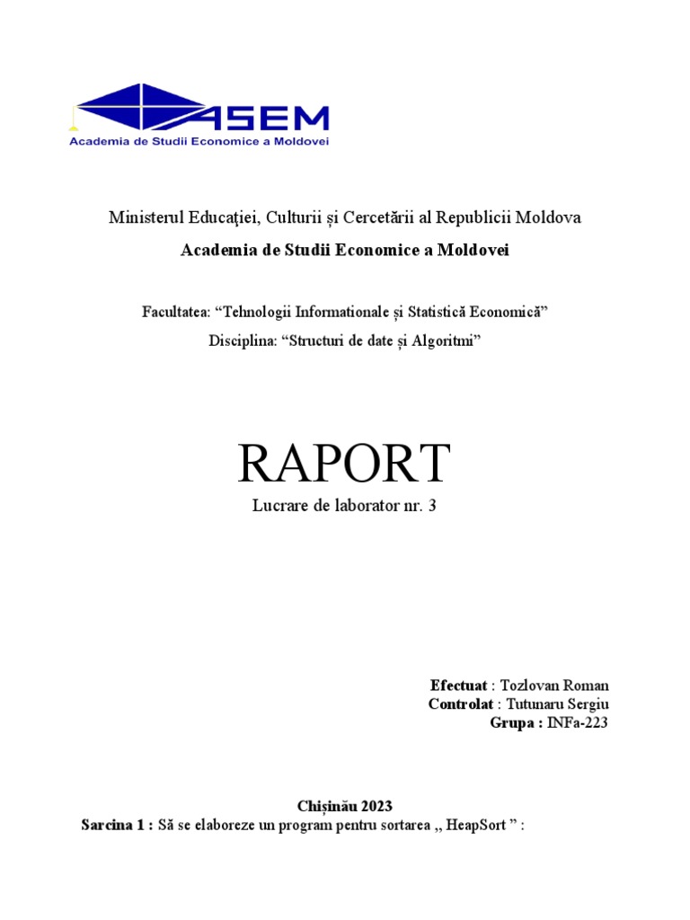 Tozlovan Roman Laborator Nr.3 | PDF