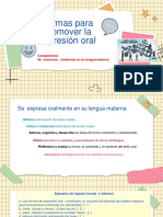 Formas para Promover La Expresión Oral: Competencia: Se Comunica Oralmente en Su Lengua Materna