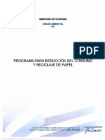 Programa para Reducción Del Consumo Y Reciclaje de Papel: Ministerio de Economía