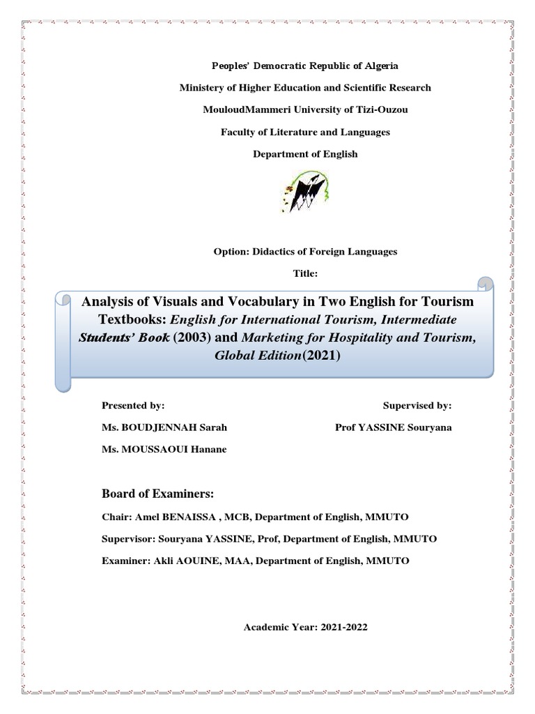 Analysis of Visuals and Vocabulary in Two English For Tourism Textbooks ...