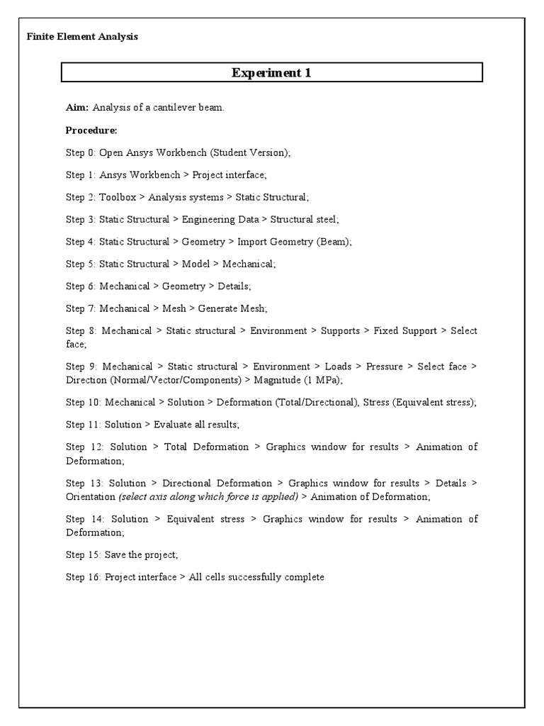Analysis of Cantilever Beam | PDF | Stress (Mechanics) | Deformation ...