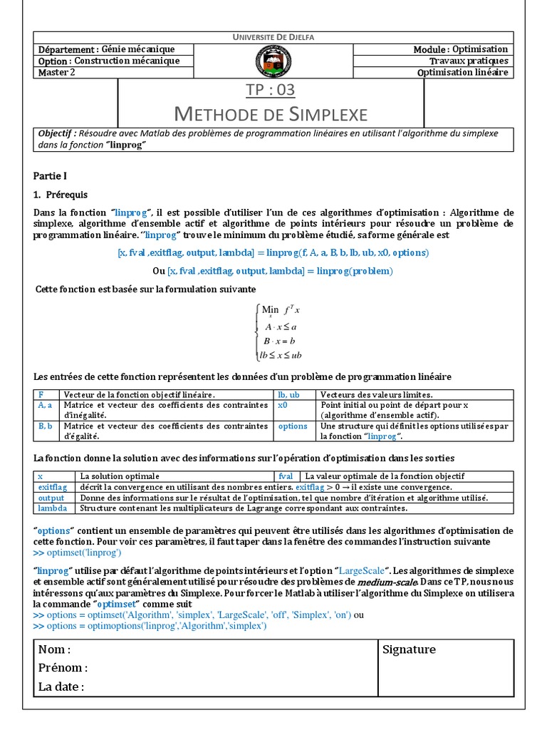 TP 03 | PDF | Optimisation mathématique | Optimisation linéaire