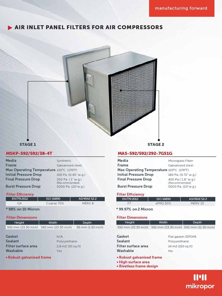 A Guide to MultiStage Air Inlet Panel Filters for Air Compressors