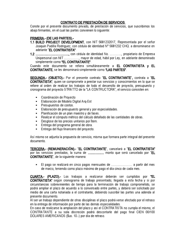 Contrato Modelo Build | PDF | Derecho laboral