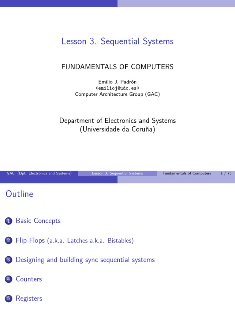 Lesson 3. Sequential Systems Fundamentals of Computers PDF