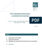 T5 El Subsistema Financiero: La Decisión de Inversión