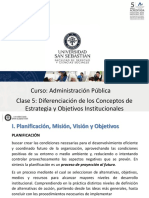 Clase 5: Diferenciación de Los Conceptos de Estrategia y Objetivos Institucionales Curso: Administración Pública