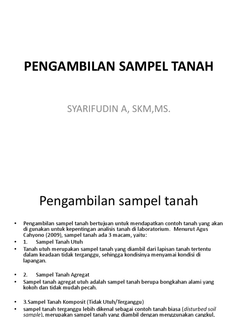 Prosedur Pengambilan Sampel Tanah | PDF | Griya & Taman | Sains ...